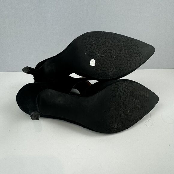 Tesori Black Suede Cross Strap Heels Size 6.5M Elegant Dress Shoes Cocktail date - Picture 10 of 11